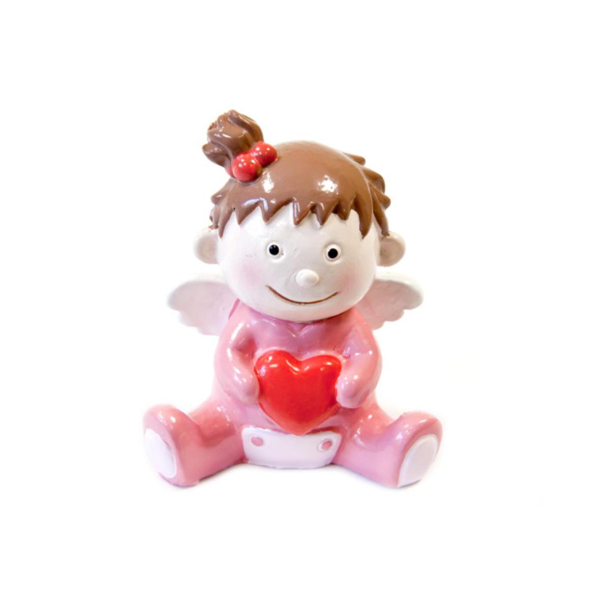Bébé ange fille - Résine - 6,7 x 5,5 x 3,3 cm - Rose Bébé ange fille - Résine - 6,7 x 5,5 x 3,3 cm - Rose