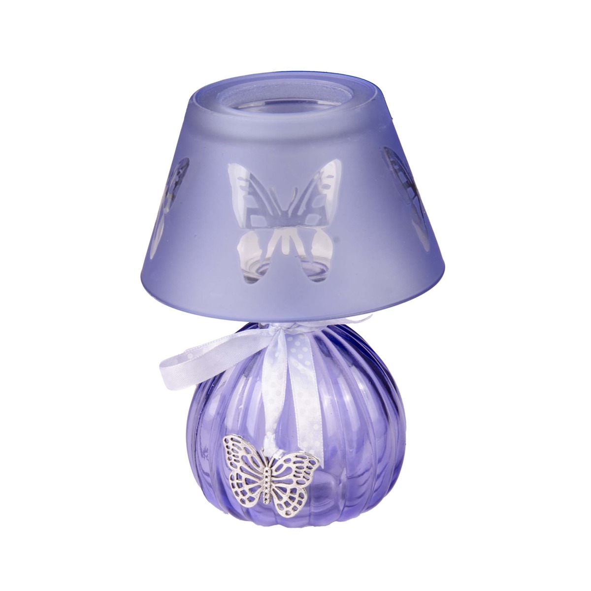 Photophore lampe décor papillon - Diamètre 12 x H 16 cm - Différents coloris Photophore lampe décor papillon - Diamètre 12 x H 16 cm - Différents coloris