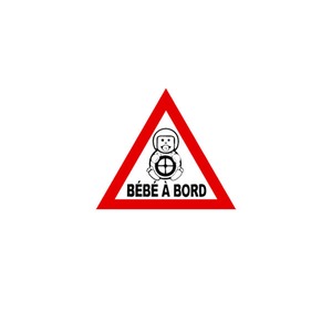 Plaque en métal Bébé à bord - 15 cm - Blanc, rouge