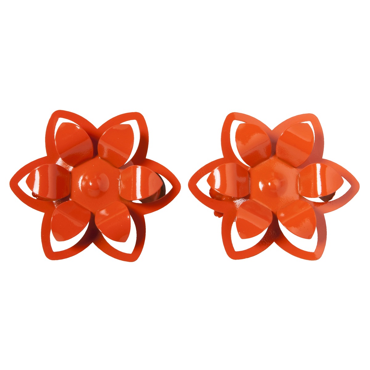 2 pinces en métal fleur - Diamètre 8,5 cm - Orange 2 pinces en métal fleur - Diamètre 8,5 cm - Orange