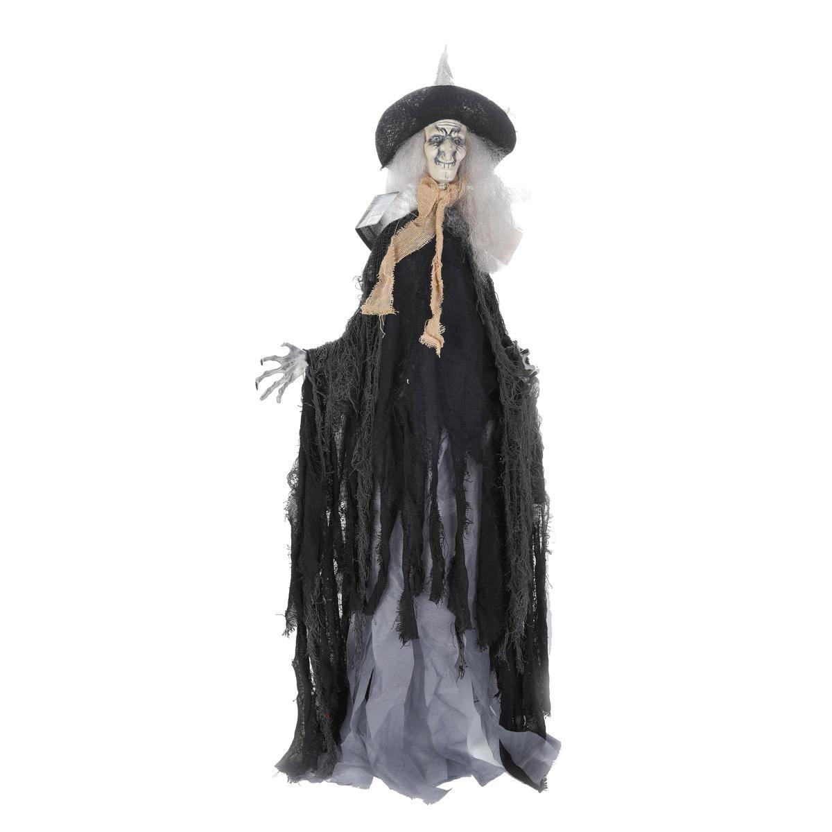 Vieille Sorciere Animee 11 X H 1 X 70 Cm Noir Gris Blanc Decoration Halloween La Foir Fouille