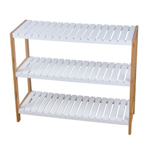 Étagère large 3 niveaux - 70 x 26 x H 58,5 cm - Blanc, marron