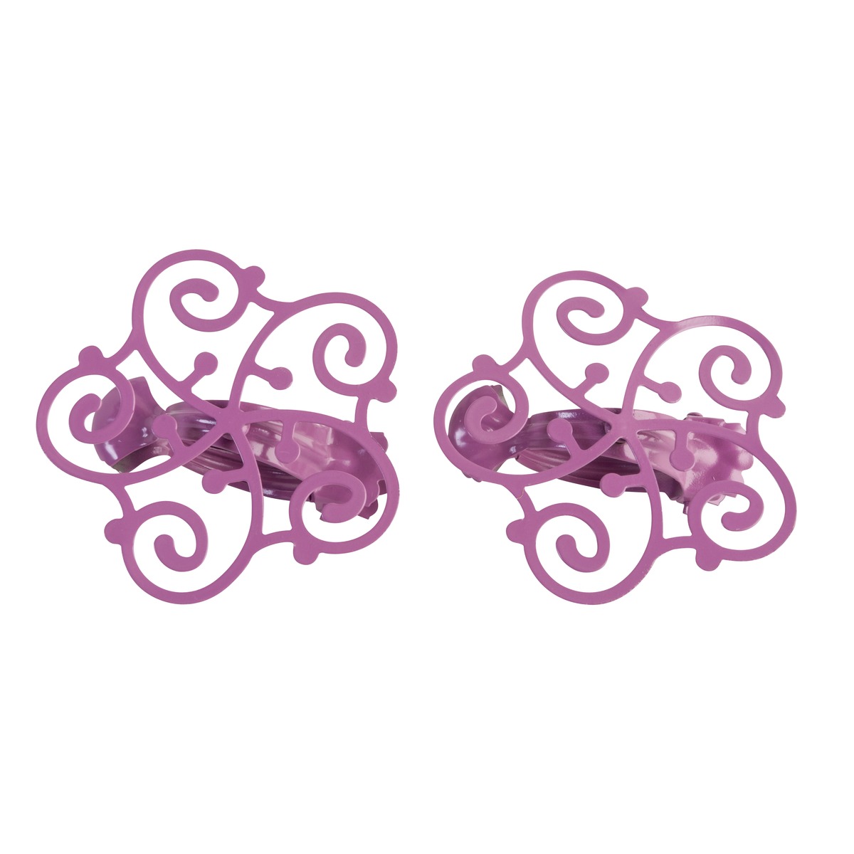 2 pinces en métal arabesque - Diamètre 8,5 cm - Fushia 2 pinces en métal arabesque - Diamètre 8,5 cm - Fushia