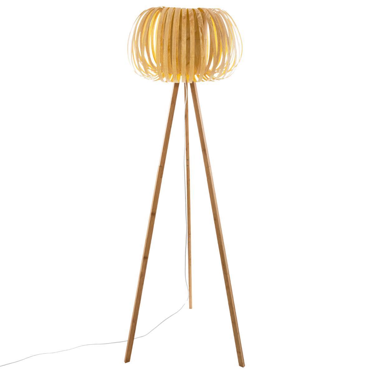 Lampadaire trepied bambou sien naturel H 150
