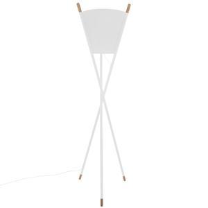 Lampadaire trépied métal bois blanc H 165 cm