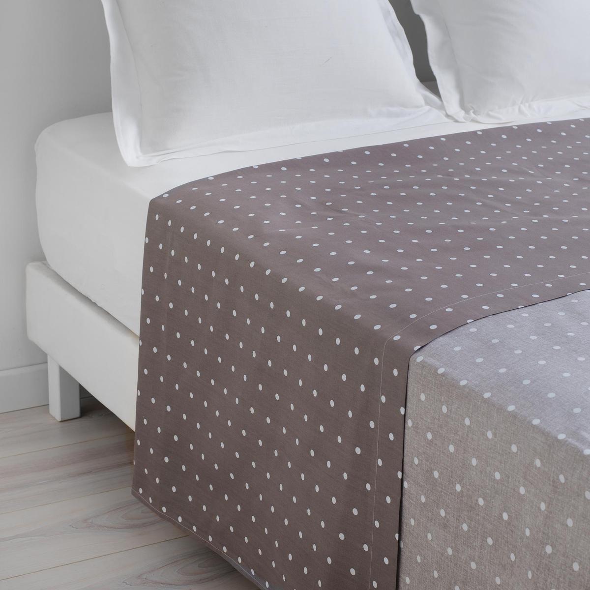 Drap plat 1 personne - 180 x 290 cm - Marron taupe et blanc Drap plat 1 personne - 180 x 290 cm - Marron taupe et blanc