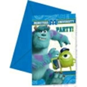 Lot de 6 cartes d'invitation + enveloppe Monsters university en carton - 11 x 21 cm - Multicolore