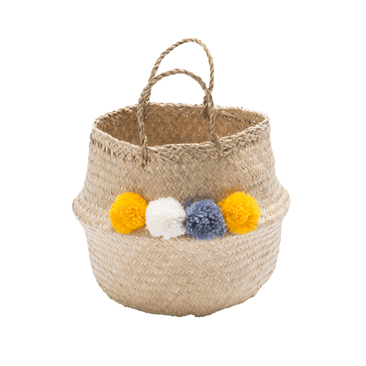 Panier A Pompons 28 X 30 Cm Marron Multicolore Paniers Et