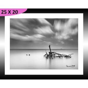 Tableau Paysage sans ride - L 20 x P 1.5 x l 25 cm - Noir, blanc - VUE SUR IMAGE
