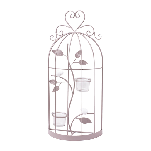 Photophore Cage à Oiseaux Acier Marron Bougeoirs Et