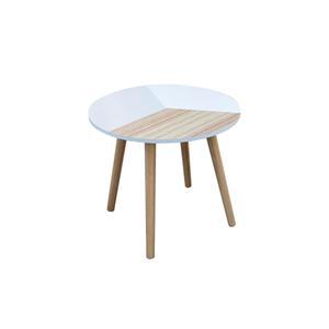 Duo de tables gigognes tricolores style Scandinave - Grande table : ø 43 x H 48 cm/ Petite table : ø 33 x H 40 cm - Marron, blanc, Multicolore - THE HOME DECO FACTORY
