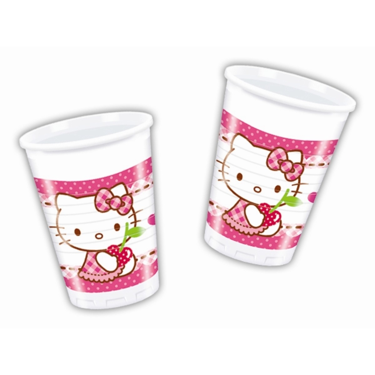 Lot de 8 gobelets Hello Kitty hearts en polypropylène - 7 x 7 x 8 cm - Multicolore