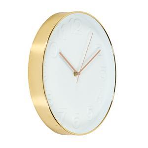 Horloge ronde effet métal précieux - Différents coloris - ø 30.5 x H 4.5 cm - Blanc, Or - HOME DECO FACTORY