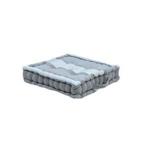 Pouf grosses rayures - 40 x 40 cm - Gris
