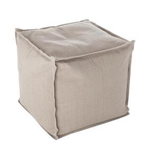 Pouf - polyester - coton - 38 x 38 x H 38 cm - Beige sable ou gris anthracite