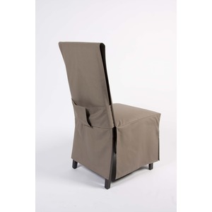 Housse de chaise en suédine pour dos droit - 45 x 45 x H 100 cm - Marron taupe