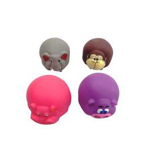 Balle animaux - Vinyle - D 7 cm - Rose, gris, violet ou marron