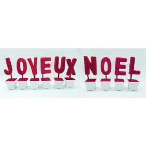 Lettres Joyeux Noël - Plastique et Polyester -H 16 cm - Rouge et blanc