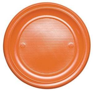 Assiettes plastique rondes diam 22cm orange x 20 pièces reutili