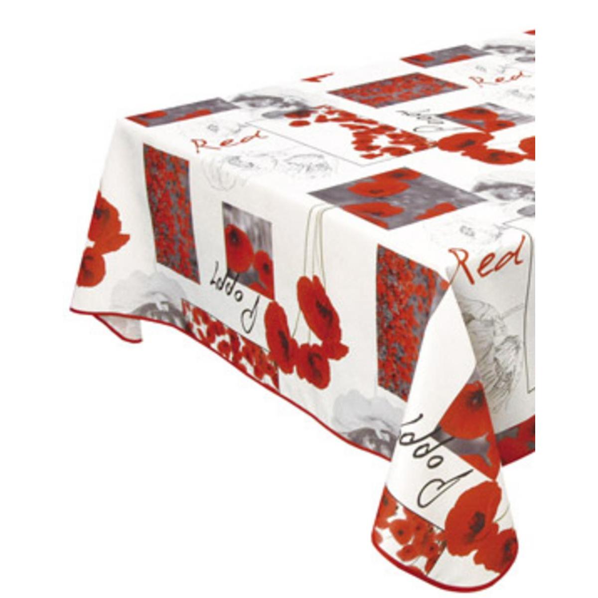 Toile cirée carrée - 100 % Polyester - 180 x 180 cm - Rouge et blanc Toile cirée carrée - 100 % Polyester - 180 x 180 cm - Rouge et blanc
