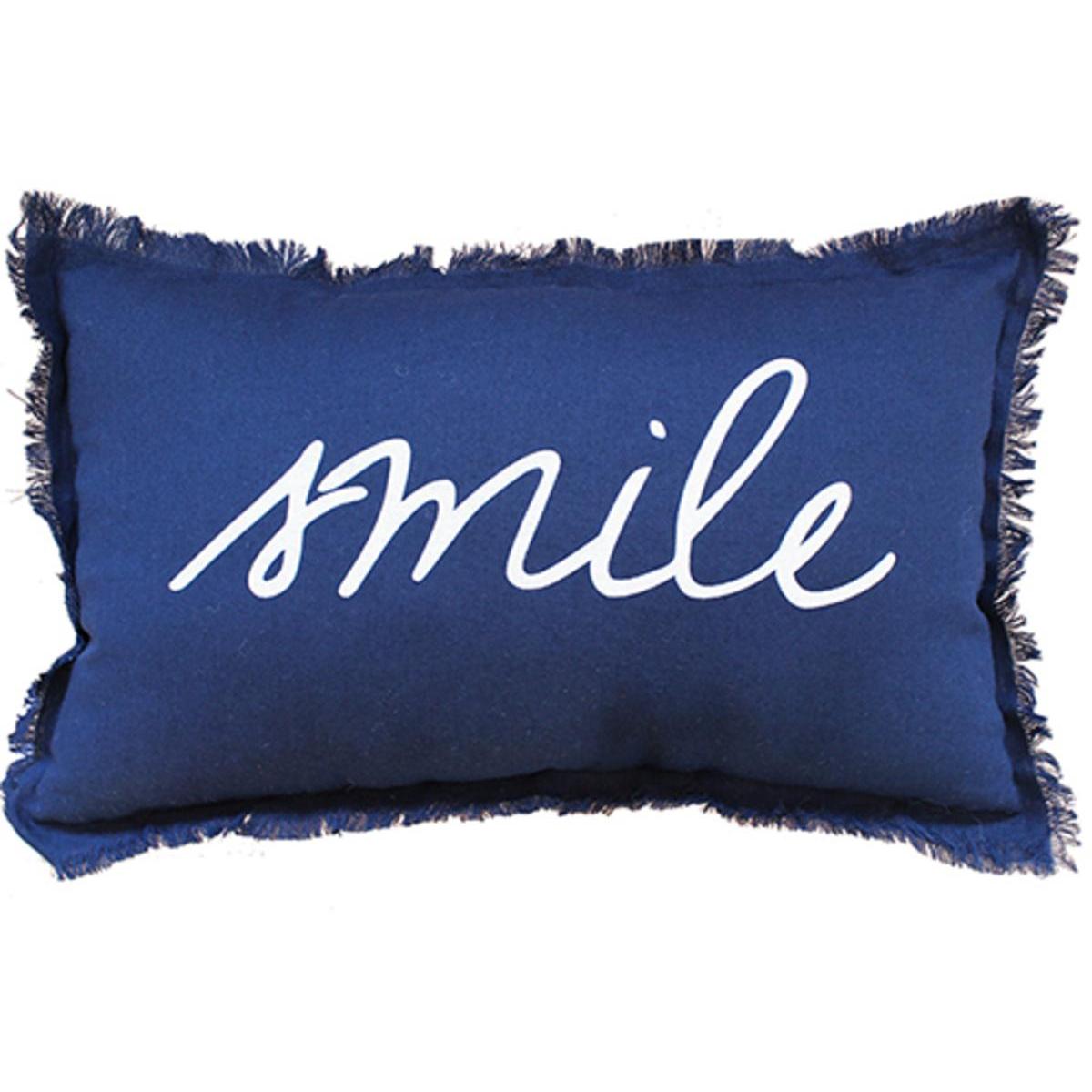 Coussin à franges texto - 30 x 50 cm - Bleu marine Coussin à franges texto - 30 x 50 cm - Bleu marine