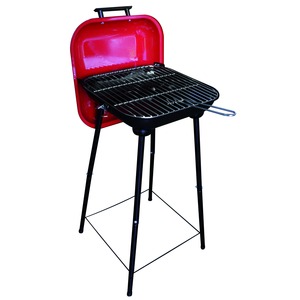 Barbecue à charbon de bois transportable - 36 x 36 x H 74 cm - Rouge