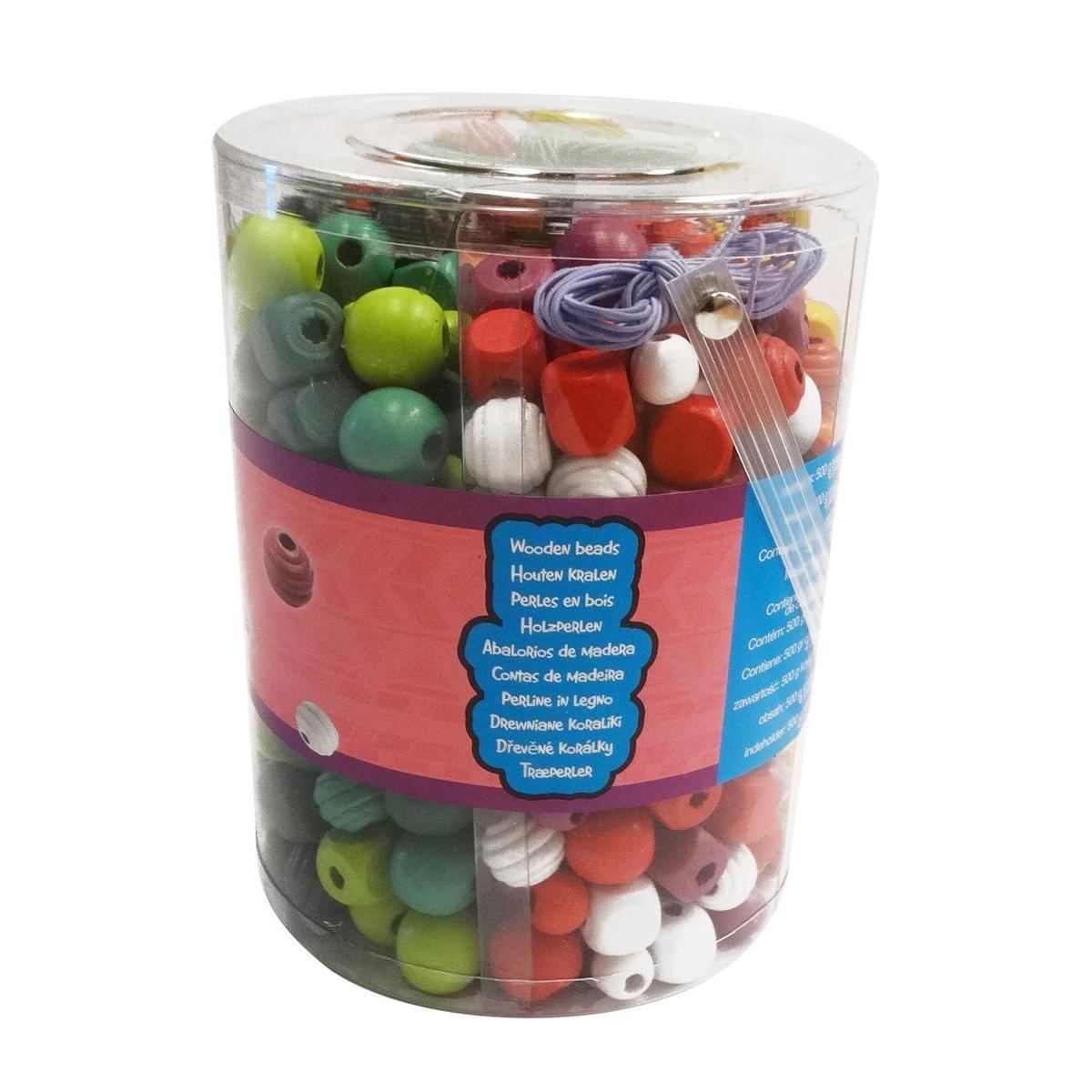 Boîte de perles - Bois - 15,5 x 12 cm - Multicolore