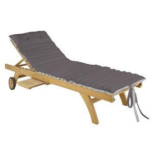 Matelas pour bain de soleil - 100 % coton - 60 x 170 cm - Beige et gris