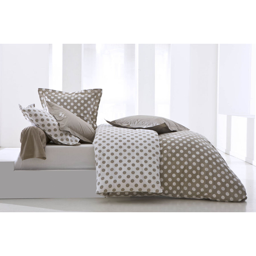 Housse De Couette 100 Coton 140 X 200 Cm Pois Beige Et Blanc