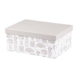 Boîte de rangement motifs mannequin - Carton - 25.5 x 19 x 10.5 cm - Beige et gris