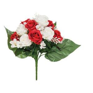 Bouquet de 14 roses - Tissus - H 45 cm - Différents coloris
