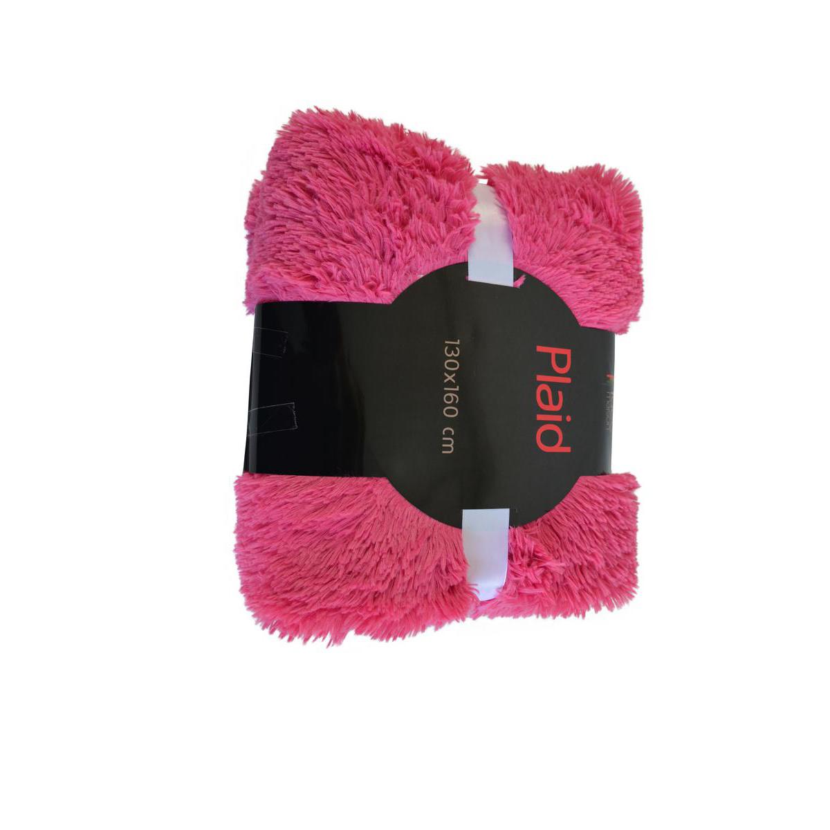Plaid Shaggy en polyester - 130 x 160 cm - Rose fushia Plaid Shaggy en polyester - 130 x 160 cm - Rose fushia