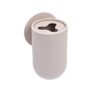 Gobelet porte brosse à dents à ventouse - ø 7 x H 11 cm - Marron