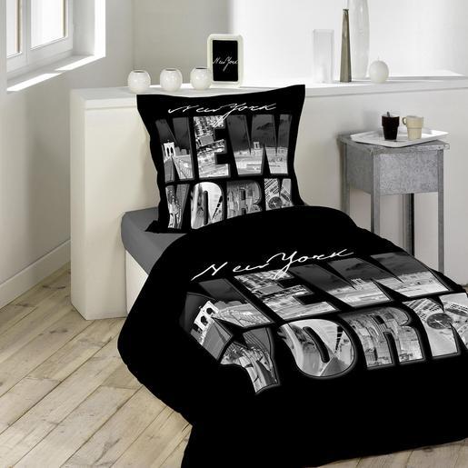 Parure De Lit 1 Personne New York 140 X 200 Cm Linge De Lit