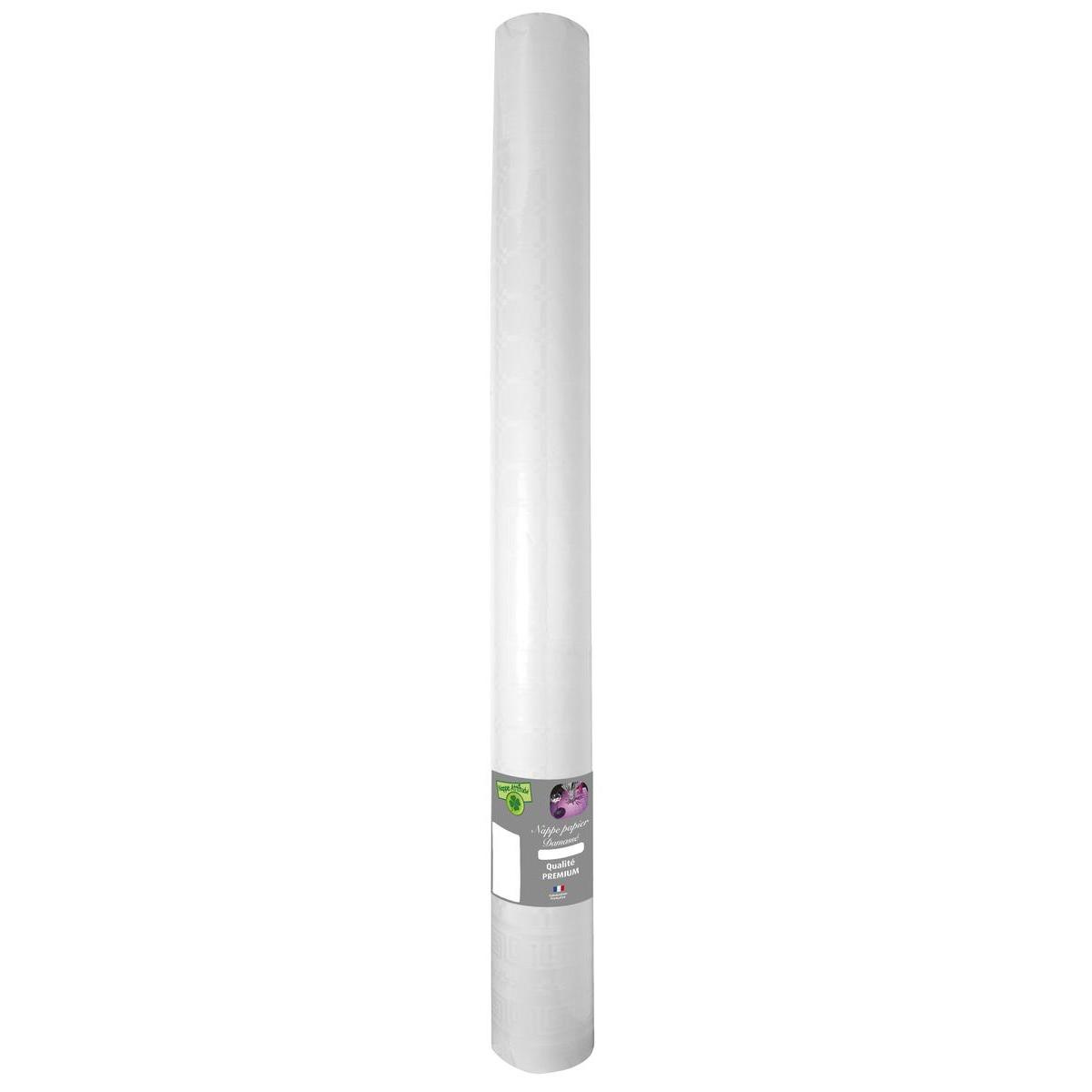 Nappe effet damassé - Papier - 20 m x 120 cm - Blanc Nappe effet damassé - Papier - 20 m x 120 cm - Blanc