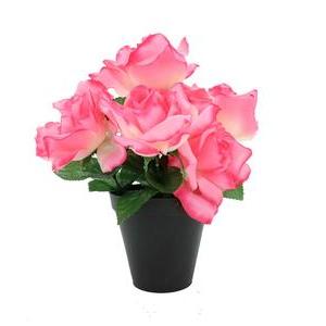 Roses synthétiques en pot - H 26 cm - Multicolore