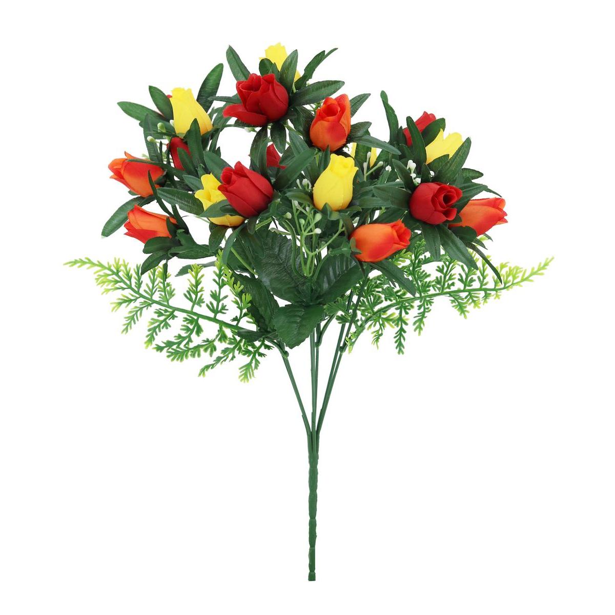 Bouquet de mini boutons de roses synthétiques - H34 cm - Différents coloris - Rouge, orange, vert, rose Bouquet de mini boutons de roses synthétiques - H34 cm - Différents coloris - Rouge, orange, vert, rose