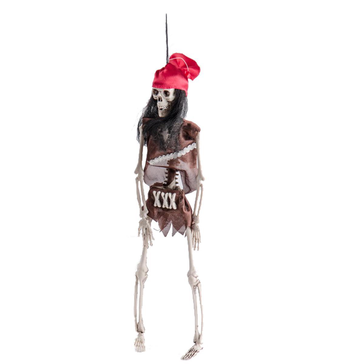 Squelette de pirate en plastique - 5 x 9,5 x 41 cm - Marron