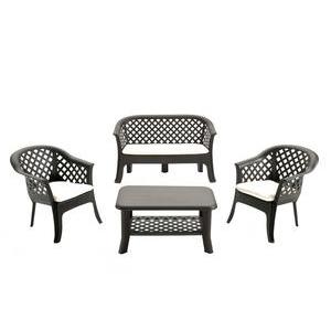 salon de jardin table sofa 2 fauteuils rsine et polypropylne gris anthracite - Meuble Jardin Pas Cher salon de jardin table sofa 2 fauteuils rsine et polypropylne gris anthracite - Meuble Jardin Pas Cher