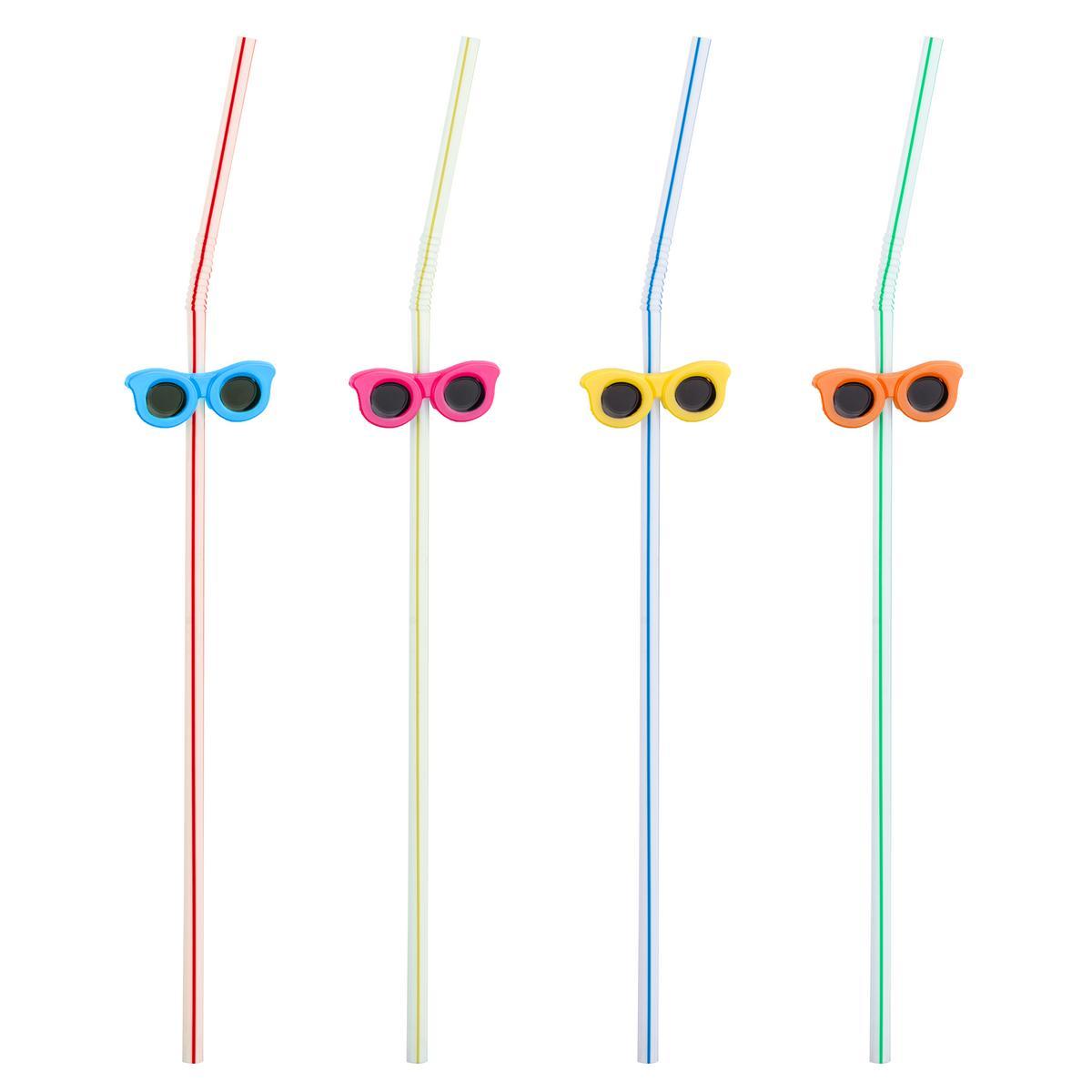 6 pailles avec marque - verre - Multicolore 6 pailles avec marque - verre - Multicolore