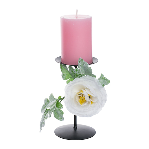 Bougeoir avec bougie - Rose ou blanc Bougeoir avec bougie - Rose ou blanc