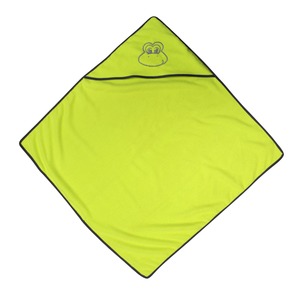 Cape de bain enfant avec capuche - Maille polaire - 75 x 75 cm - Vert