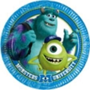 Lot de 8 assiettes Monsters university en carton - 23 cm - Multicolore