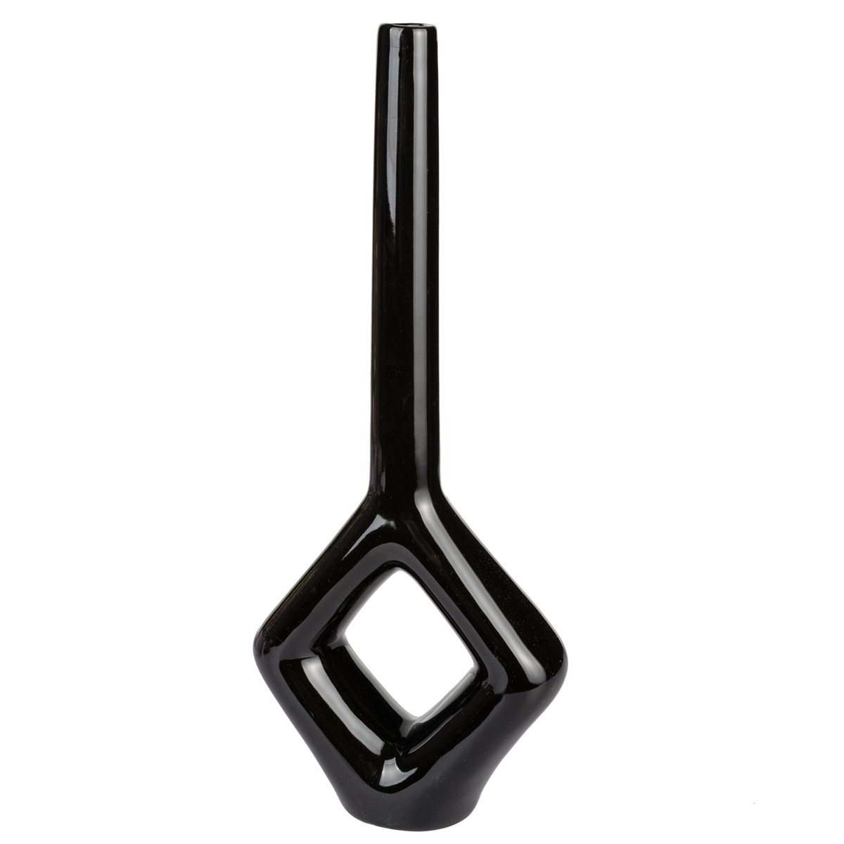 Vase en céramique losange - 17 x H 40 cm - Noir, Blanc Vase en céramique losange - 17 x H 40 cm - Noir, Blanc