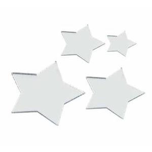 Lot de 8 miroirs étoiles - Acrylique - 12 x 9,5 x 1 cm - Gris