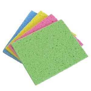 Lot de 4 éponges végétales - Cellulose - 22 x 3,5 x 15 cm - Multicolore