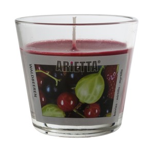 Bougie parfumée baies dans son pot - Diamètre 9 x H 8 cm - Rouge, transparent