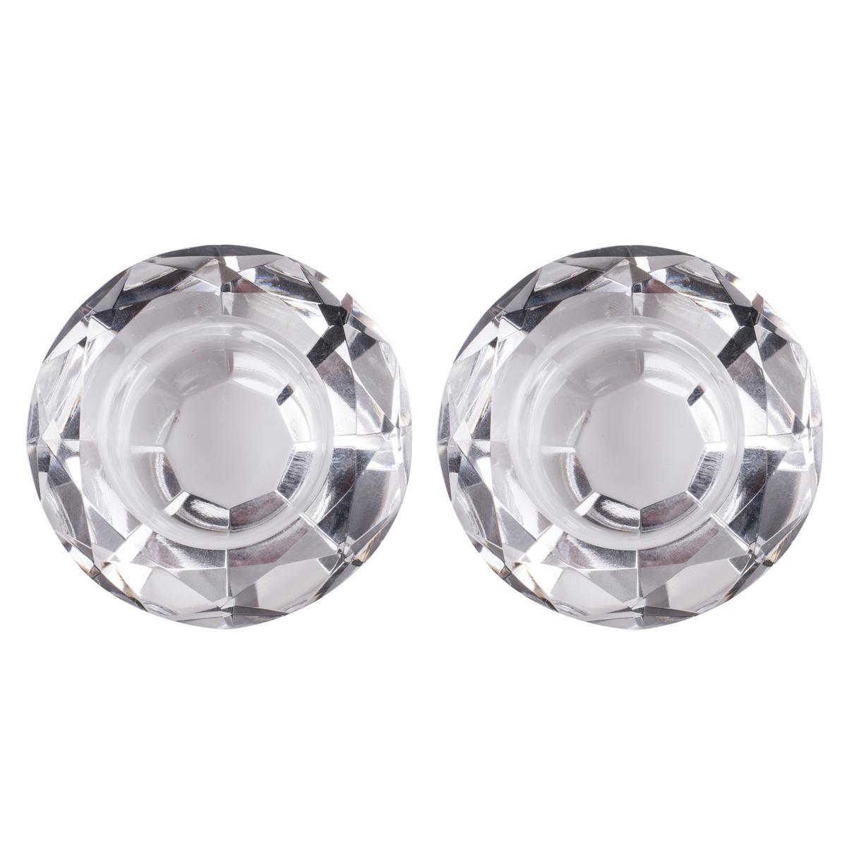 Coffret 2 photophores diamants - Verre - 19,5 x H 6 cm - Transparent Coffret 2 photophores diamants - Verre - 19,5 x H 6 cm - Transparent