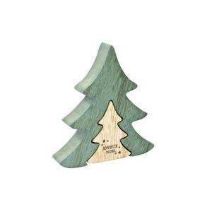 Sapin de Noël en bois centre de table 2 pièces emboitées - 11 x 12 x 2 cm - Vert