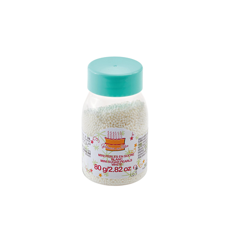 Mini perles décoratives pâtisserie - Sucre - 80 g - Blanc Mini perles décoratives pâtisserie - Sucre - 80 g - Blanc